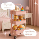 Carrinho Auxiliar Armário Prateleiras Fruteira Casa Cozinha Cor Rosa - Rosa