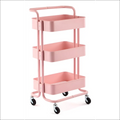 Carrinho Auxiliar Armário Prateleiras Fruteira Casa Cozinha Cor Rosa - Rosa
