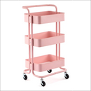 Carrinho Auxiliar Armário Prateleiras Fruteira Casa Cozinha Cor Rosa - Rosa