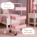 Carrinho Auxiliar Armário Prateleiras Fruteira Casa Cozinha Cor Rosa - Rosa