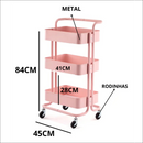 Carrinho Auxiliar Armário Prateleiras Fruteira Casa Cozinha Cor Rosa - Rosa