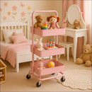 Carrinho Auxiliar Armário Prateleiras Fruteira Casa Cozinha Cor Rosa - Rosa