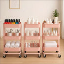 Carrinho Auxiliar Armário Prateleiras Fruteira Casa Cozinha Cor Rosa - Rosa