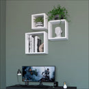 Conjunto 3 Nichos Quadrados Decoração Quarto Sala Mdf - Branco