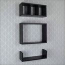 Conjunto Nicho E Prateleira Branco Para Banheiro 40 X 10cm Preto