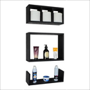 Conjunto Nicho E Prateleira Branco Para Banheiro 40 X 10cm Preto